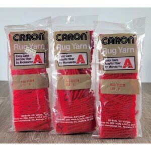 3 NEW ~ Red #0125-8 ~ Caron Pre-Cut Acrylic Latch Hook Rug Yarn ~Lot B & C